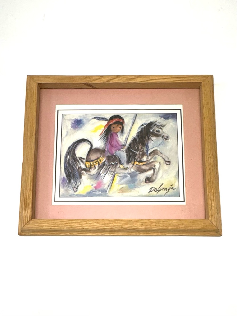 Vintage Ted DeGrazia "Merry Little Indian" Framed Art Print